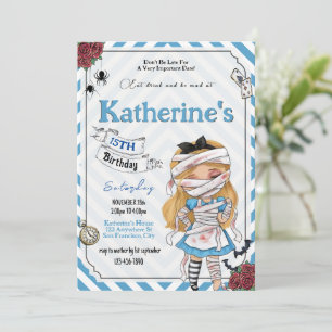 Invitación de cumpleaños de Horror Alicia en el pa