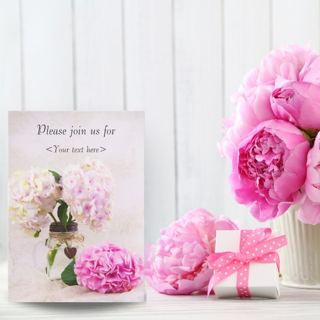 Invitación de cumpleaños de Hortensias en frasco d (Subido por el creador)
