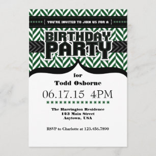 Invitación de cumpleaños de hueso negro blanco osc