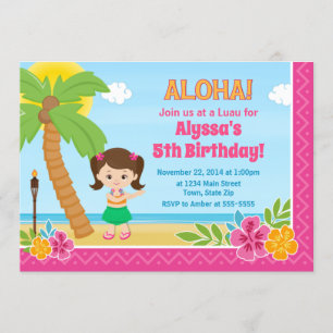 Invitación de cumpleaños de Hula Chica Invitación 