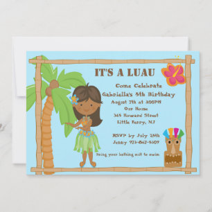Invitación de cumpleaños de Hula Chica Luau