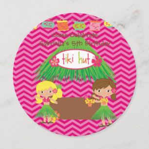 Invitación de cumpleaños de Hula Chicas Tiki Hut R