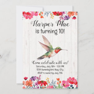 Invitación de cumpleaños de Hummingbird