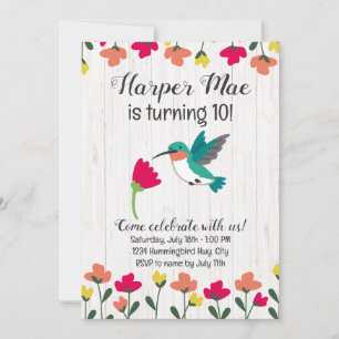 Invitación de cumpleaños de Hummingbird