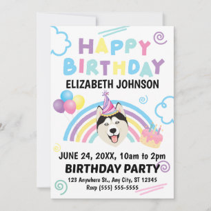 Invitación de cumpleaños de Husky Siberiano