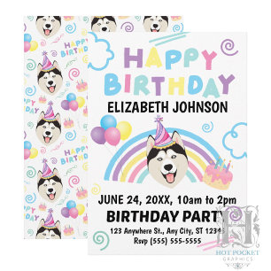 Invitación de cumpleaños de Husky Siberiano