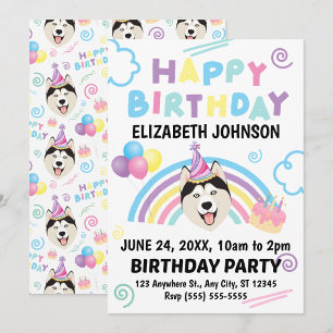 Invitación de cumpleaños de Husky Siberiano