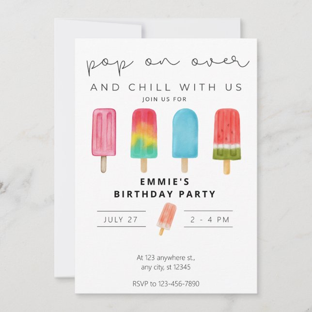 Invitación de cumpleaños de Icecream (Anverso)