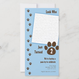 Invitación de cumpleaños de impresión de Blue Paw