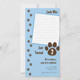 Invitación de cumpleaños de impresión de Blue Paw