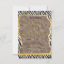 invitación de cumpleaños de impresión de cebra
