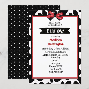 Invitación de cumpleaños de impresión de vaca blan