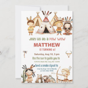 Invitación de cumpleaños de indios americanos nati