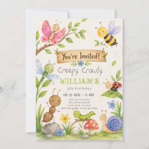 Invitación de cumpleaños de insectos espeluznantes