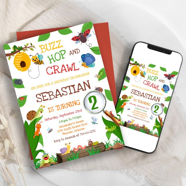 Invitación de cumpleaños de insectos para niños (Subido por el creador)