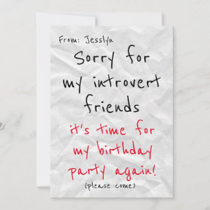 Invitación de cumpleaños de Introvert - Invitación