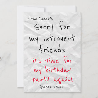 Invitación de cumpleaños de Introvert - Invitación