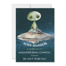 Invitación de cumpleaños de invasión alienígena de