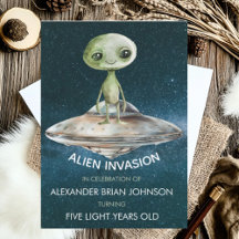 Invitación de cumpleaños de invasión alienígena de