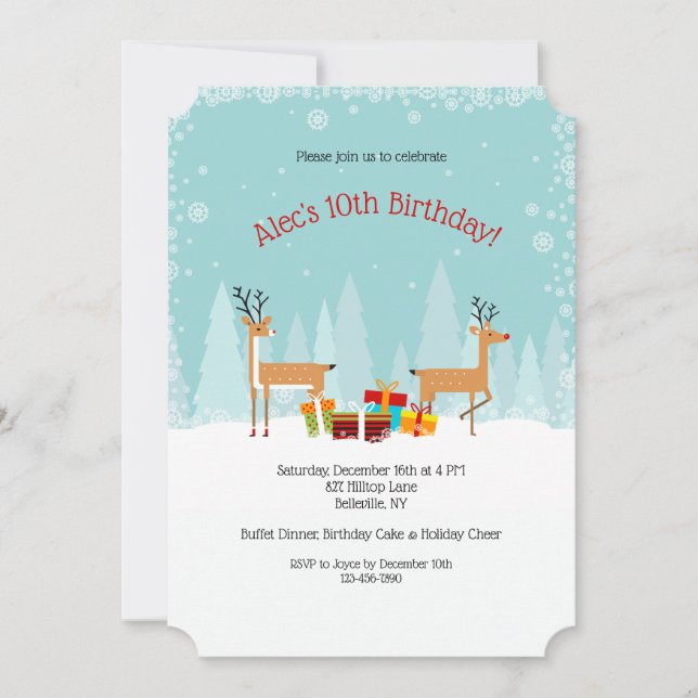 Invitación de cumpleaños de invierno (Anverso)