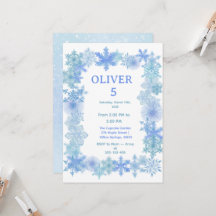 Invitación de cumpleaños de invierno, copo de niev