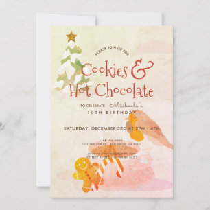 Invitación de cumpleaños de invierno de galletas y
