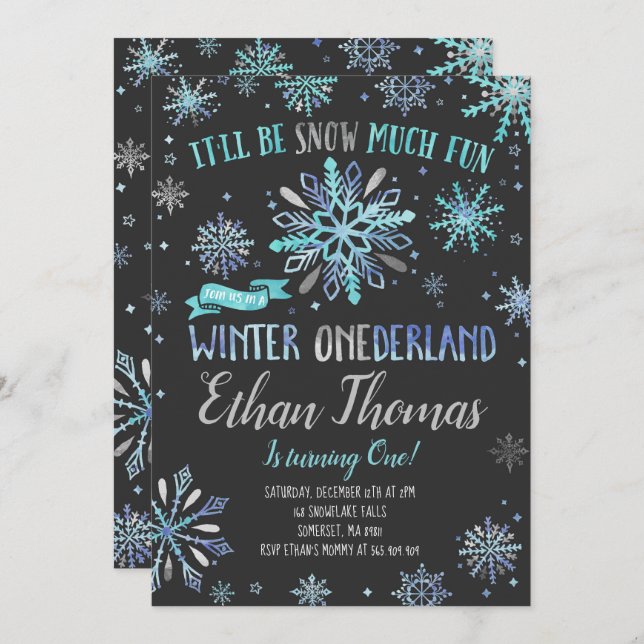 Invitación de cumpleaños de invierno de ONEderland (Anverso / Reverso)