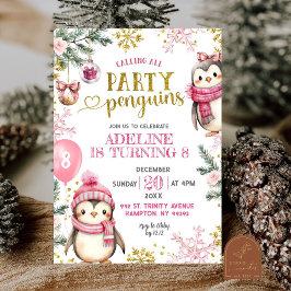 Invitación de cumpleaños de invierno de Pingüinos