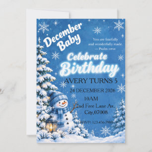 Invitación de cumpleaños de Invierno Mágico Azul