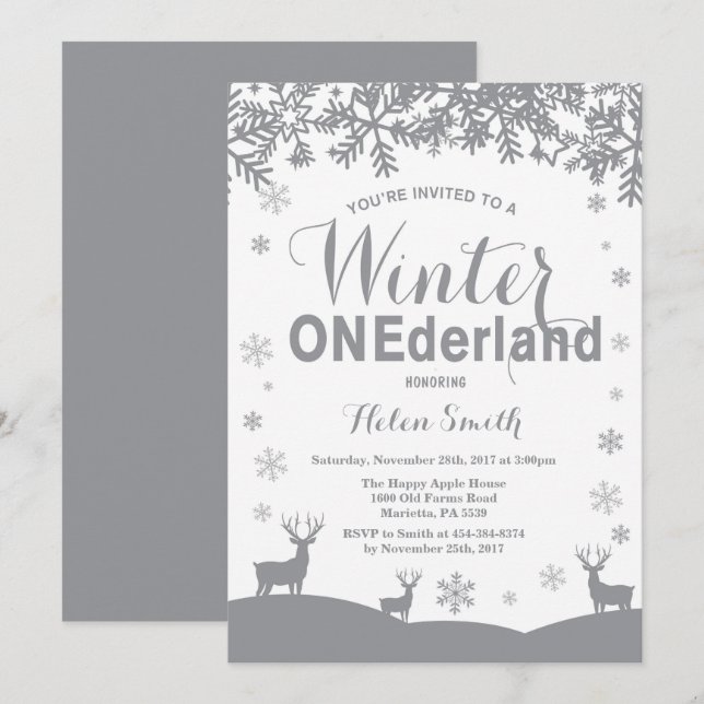 Invitación de cumpleaños de invierno Onederland Co (Anverso / Reverso)
