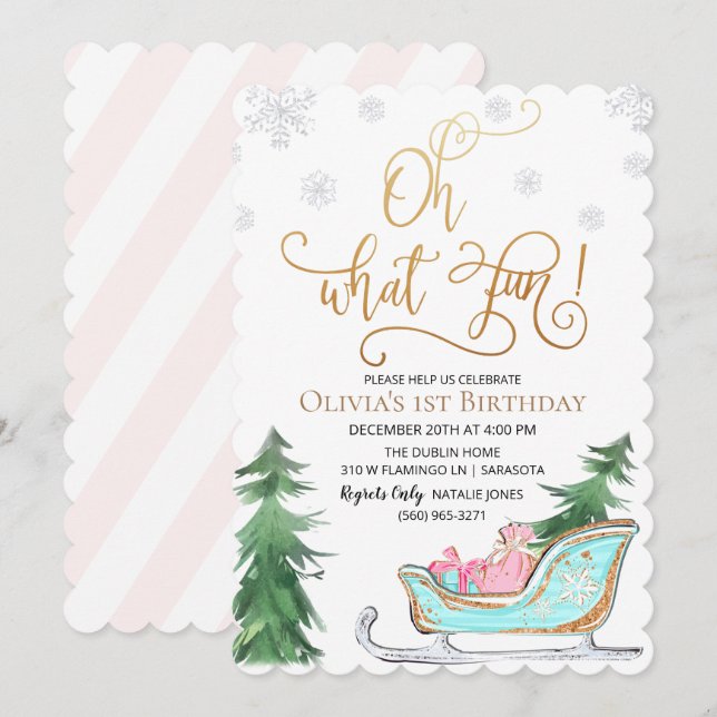 Invitación de cumpleaños de invierno para cualquie (Anverso / Reverso)