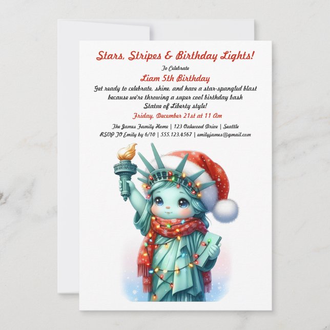 Invitación de cumpleaños de invierno patriótico (Anverso)