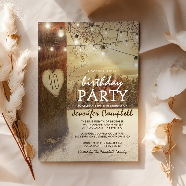 Invitación de cumpleaños de invierno rústico (Subido por el creador)