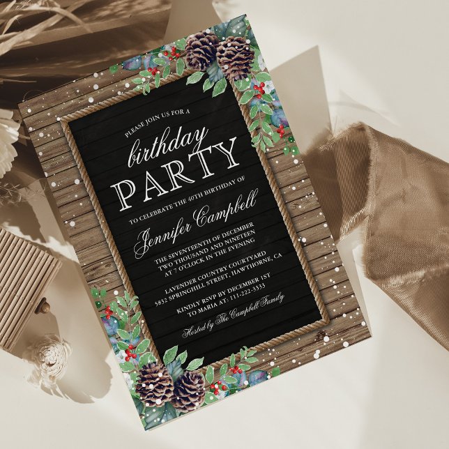 Invitación de cumpleaños de invierno rústico (Subido por el creador)