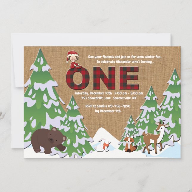 Invitación de Cumpleaños de Invierno Uno (Anverso)