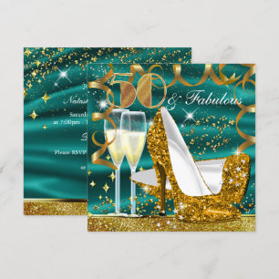 Invitación de cumpleaños de jade dorado con brillo
