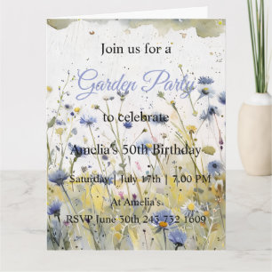 Invitación de cumpleaños de jardín de flores silve