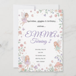 Invitación de cumpleaños de jardín de hadas pastel