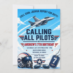 Invitación de cumpleaños de jet de combate persona