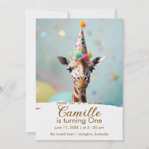 Invitación de cumpleaños de jirafa adorable