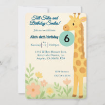 Invitación de cumpleaños de jirafa editable - Text