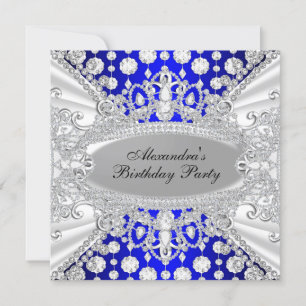 Invitación de cumpleaños de joyas de diamante azul