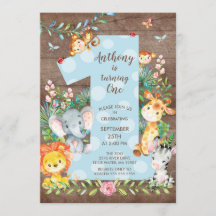 Invitación de cumpleaños de Jungle Big One Boys