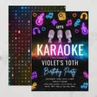 Invitación de cumpleaños de Karaoke | Fiesta de Ka