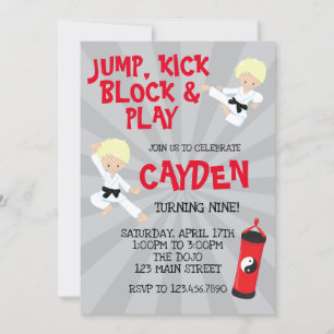 Invitación de cumpleaños de Karate Artes Marciales