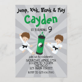 Invitación de cumpleaños de Karate Boy verde