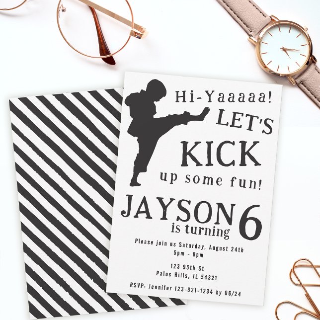 Invitación de cumpleaños de karate para un niño bl (Subido por el creador)