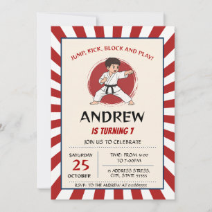 Invitación de cumpleaños de karate personal artes 