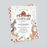 Invitación de cumpleaños de Kids Farmyard Fun<br><div class="desc">Pequeñas invitaciones de cumpleaños para niños de corral con un simple fondo blanco,  adorables animales de granja que incluyen una vaca,  cabra,  cerdo,  oveja,  burro,  caballo,  conejo,  pato y gallo,  y una plantilla de celebración de cumpleaños para niños que es fácil de personalizar.</div>