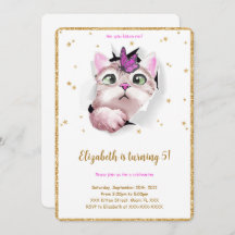 Invitación de cumpleaños de Kitten editable